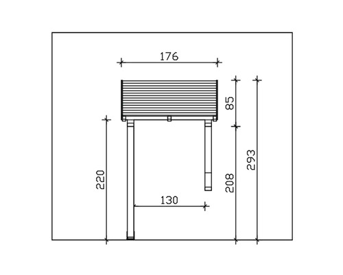 Technische Zeichnung eines Pflanztisches mit Maßangaben