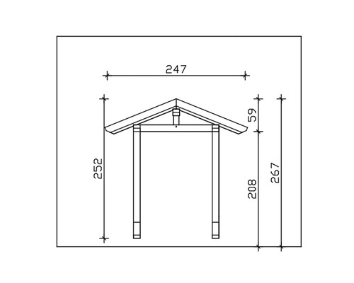 Schéma technique d''une cabane de jardin avec dimensions