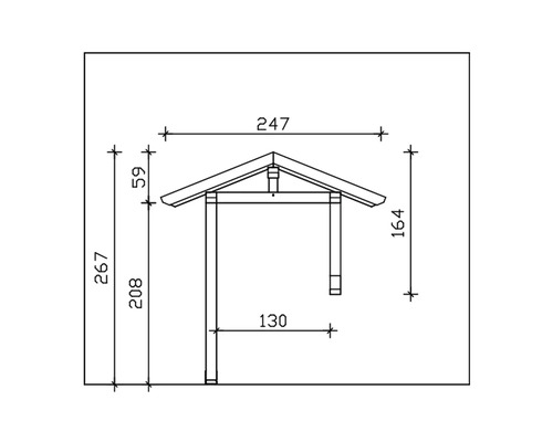 Dessin technique d''un abri en bois avec dimensions