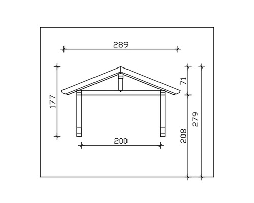 Dessin technique d''un abri avec dimensions