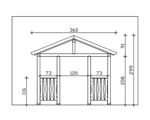 Dessin technique d''un pavillon avec dimensions