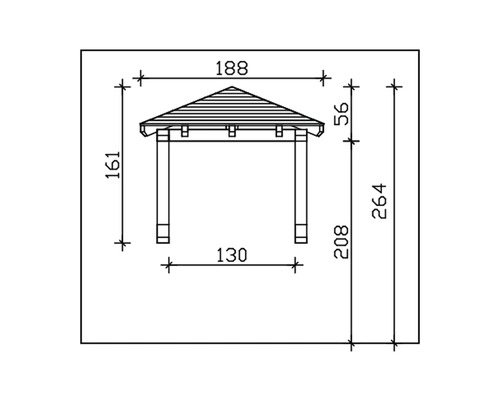 Zeichnung eines Pavillons mit Maßangaben