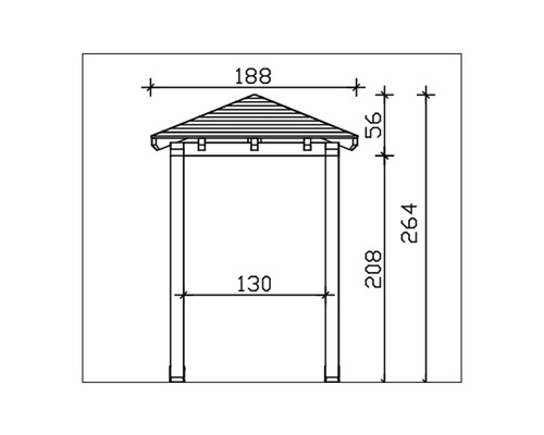 Dessin technique d''un pavillon de jardin avec dimensions