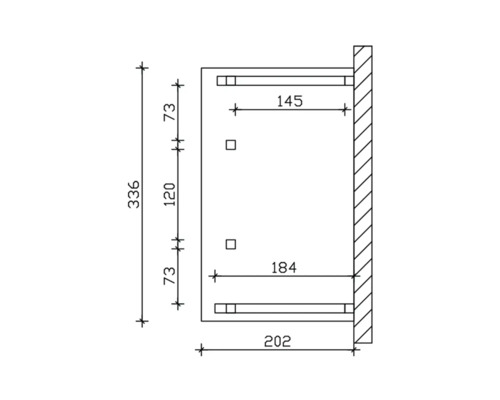 Dessin technique d''une armoire suspendue avec indications de dimensions