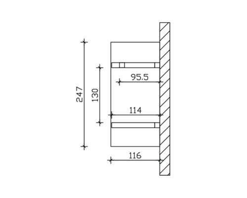 Dessin technique d''une étagère de salle de bain avec dimensions