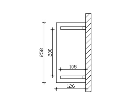 Technische Zeichnung eines Regals mit Maßangaben