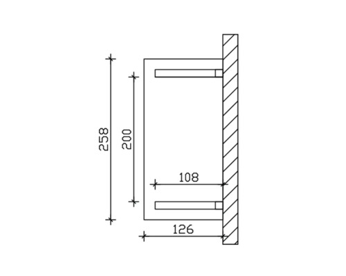 Dessin technique d''un support mural avec dimensions.