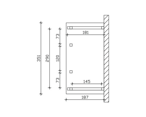 Schéma technique d''une étagère avec dimensions