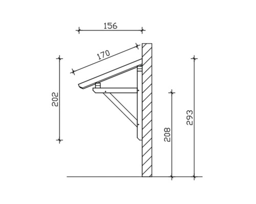 Dessin technique d''un auvent de porte d''entrée avec dimensions