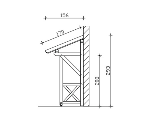 Dessin technique d''un abri à vélos avec des dimensions