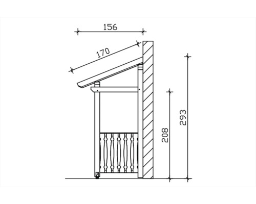 Schéma technique d''une cabane de jardin avec les dimensions