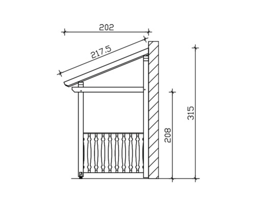 Dessin technique d''un pavillon en bois avec dimensions
