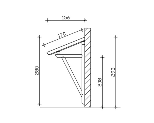 Schéma technique d''un abri mural avec dimensions
