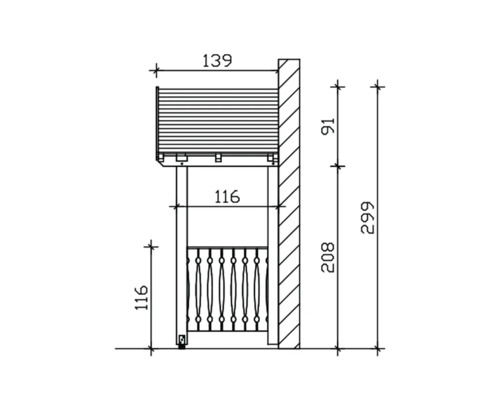 Dessin technique d''un volet roulant avec indications de dimensions