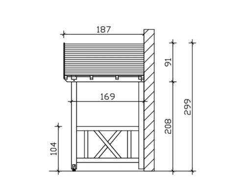 Schéma technique d''un volet roulant avec dimensions