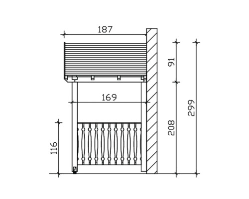 Schéma technique d''un toit de terrasse avec dimensions