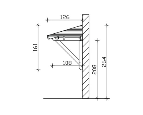 Technische Zeichnung einer Haustürüberdachung mit Maßangaben