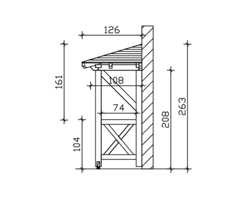 Dessin technique d''une étagère en bois avec cotes