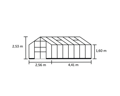 Dessin technique d''une serre avec dimensions