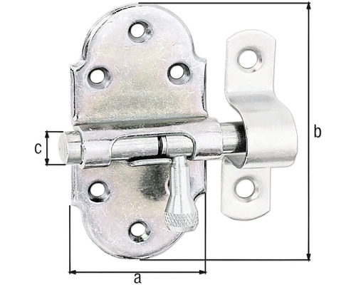 Riegelschloss mit Maßen a, b und c