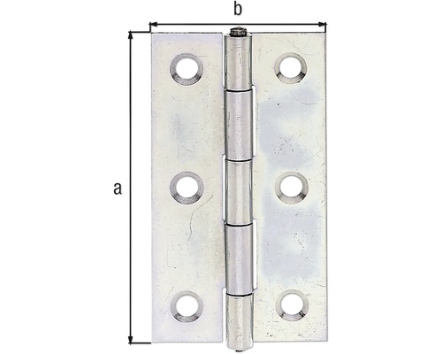 Scharnier aus Metall mit Größenangaben a und b