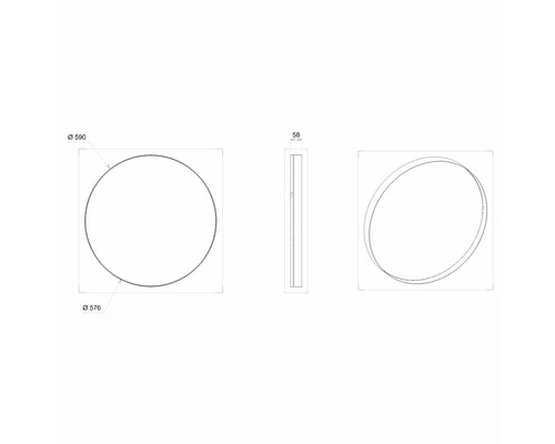 Dessin technique d''un miroir rond avec cotes
