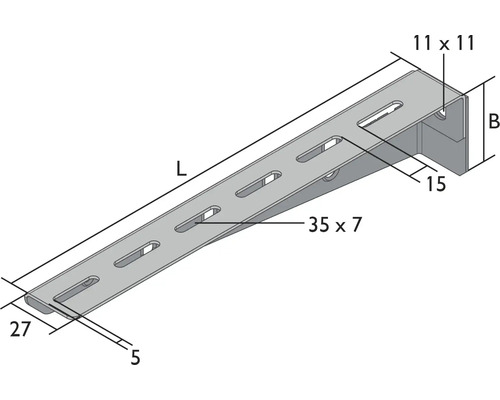 Regalträger mit Maßangaben