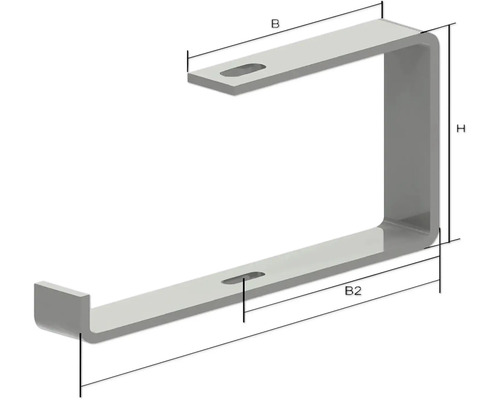 Metallhalterung mit Messlinien zur Darstellung der Abmessungen