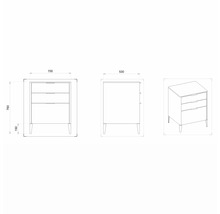 Waschtischunterschrank mit 3 Schubladen Devo Lotos BxHxT 70 x 76 cm x 53 cm Frontfarbe perfect touch stahlgrau