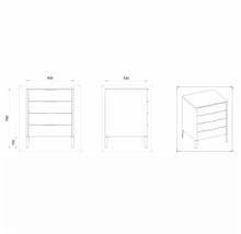 Waschtischunterschrank mit 4 Schubladen Devo Lotos BxHxT 60 x 76 cm x 53 cm Frontfarbe perfect touch stahlgrau
