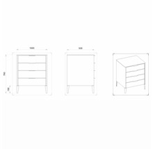 Waschtischunterschrank mit 4 Schubladen Devo Lotos BxHxT 100 x 76 cm x 53 cm Frontfarbe bronze expressive oak