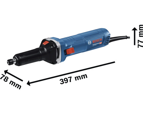 Bosch Geradschleifer mit Abmessungsangaben
