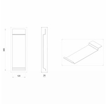 Dessin technique d''un cache de boîtier mural avec dimensions
