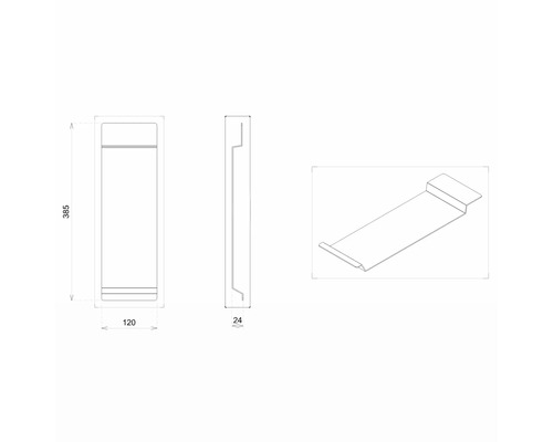 Dessin technique d''un cache de boîtier mural avec dimensions