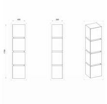 Hängehochschrank mit 4 Türen Devo Viva 2.0 rechts BxHxT 40x170x35 cm premium white matt