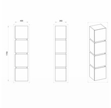 Armoire haute suspendue avec 4 portes et 3 tiroirs Devo Viva 2.0 droite lxhxp 40x170x35 cm oak halifax white