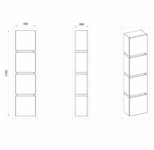 Hängehochschrank mit 4 Türen und 3 Schubladen Devo Viva 2.0 rechts BxHxT 40x170x26 cm natural hickory