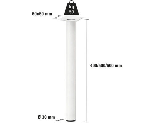 Pied mesurant 400, 500 ou 600 millimètres, capacité de charge jusqu''à 50 kilogrammes