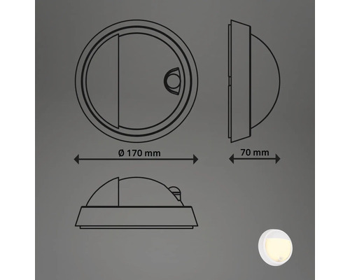 Dessin d''une lampe ronde de dimensions 170 x 70 millimètres