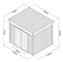 Gartenhaus mit Oberlicht 290 x 245 cm anthrazit