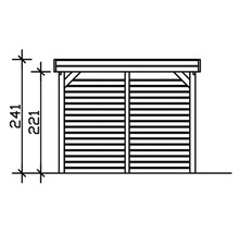 Dessin technique d''un abri de jardin avec des dimensions de 241 et 221 centimètres.
