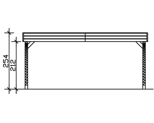 Dessin technique d''un toit de terrasse avec indications de hauteur.