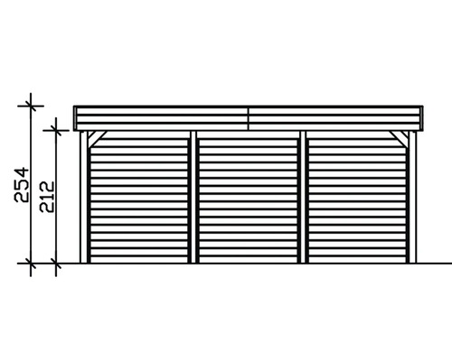 Illustration d''un abri de jardin mesurant 254 sur 212 centimètres.