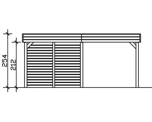 Dessin d''un abri de voiture en bois avec les dimensions 254 et 212
