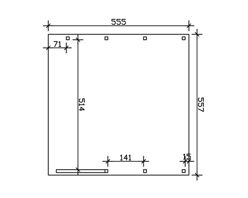 Dessin technique d''un objet rectangulaire avec dimensions