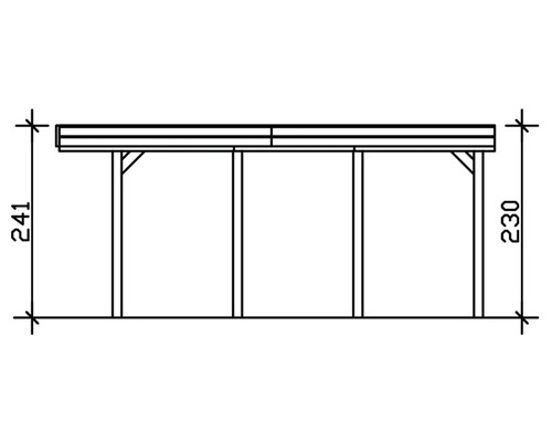 Dessin technique d''un abri en bois avec indications de hauteur