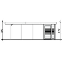 Schéma d''un carport en bois avec les dimensions 241 et 227
