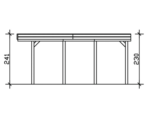 Dessin technique d''un garage en bois avec les dimensions 241 et 230