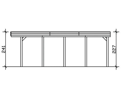 Schéma technique d''un carport avec dimensions.