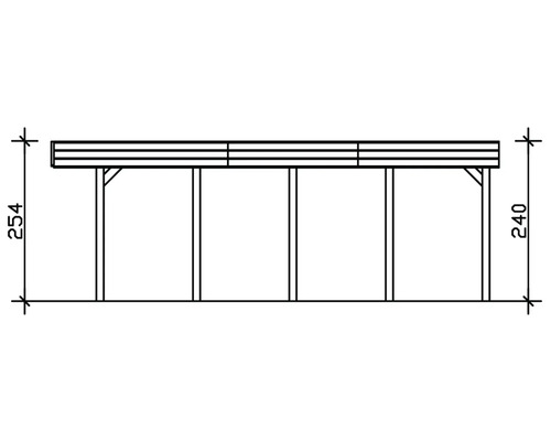 Dessin technique d''un carport avec dimensions 240 et 254